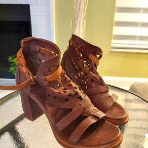 A.S.98 Brown Heeled Sandals